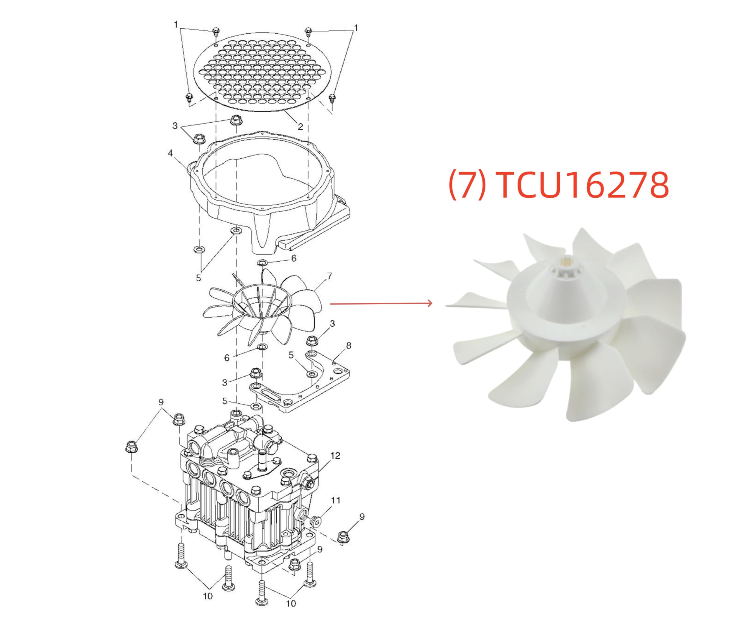 Amazon.com: JFYO Replacement TCU16278 Hydraulic Pump Cooling Fan